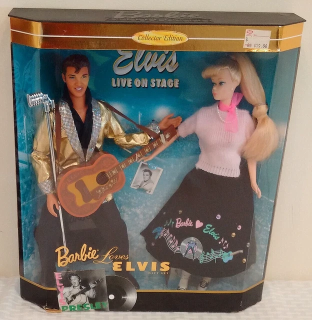 1996 Mattel Barbie Love Elvis Doll Set MIB Gift Set Live On Stage Opened Taped 1996 Mattel Barbie Love Elvis Doll Set MIB Gift Set Live On Stage Opened Taped
