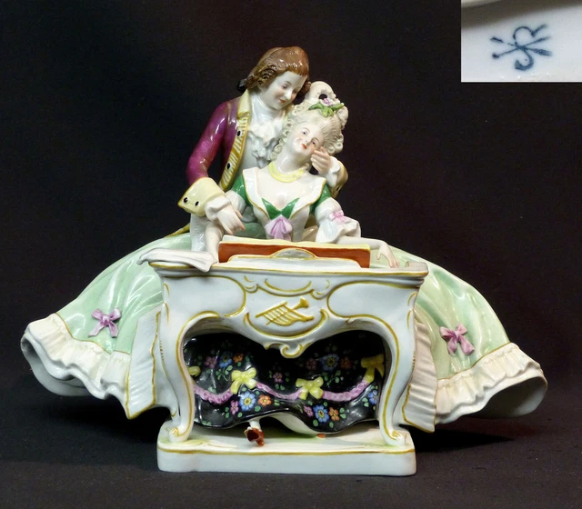 C3 19èm paire groupes porcelaine Scheibe Alsbach partie d'échec piano Meissen 3