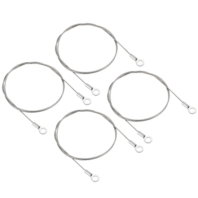4Pcs 1.5mmx80cm Steel Security Cable 6mm ID Eyelets Ended Safety Wire Rope