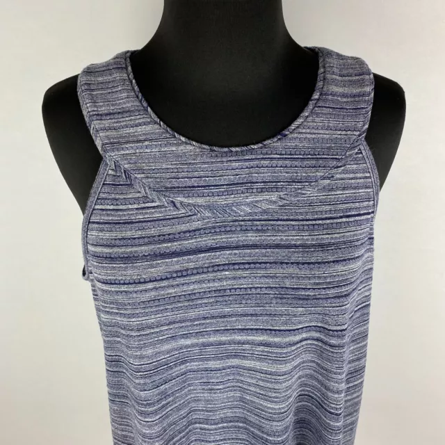 Apt. 9 Womens L Blue Striped Circle Patterned High Neck Tank Top Boho Casual 3