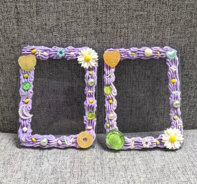 Violet Creamy Decoden/Decorated Toploader Frame/Kpop Photocard Sleeve 2pack Set