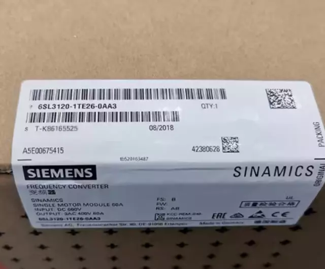 6SL3120-1TE26-0AA3 SIEMENS SINAMICS S120 6SL3120-1TE26-0AA3 Single Motor Module