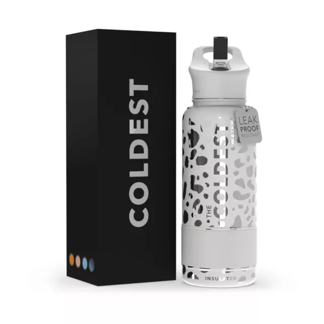 Coldest Sports Water Bottle - (Straw Lid), Leak Proof, Vacuum Insulated Stain...