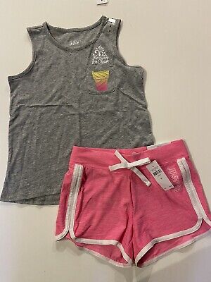 NWT Justice Girls Tank Top Dolphin Shorts Ice Cream Pink Size 8