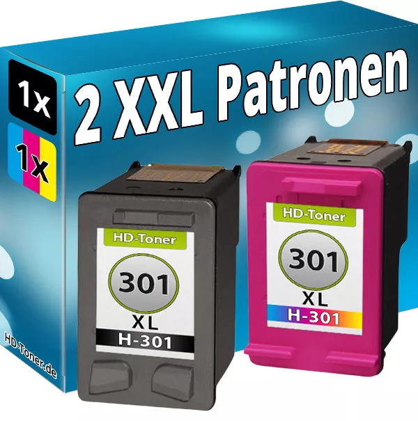 2x Patronen für HP 301-XL DeskJet 1000 1050A 2050A 2540 3050A 1010 1510 1512 Set