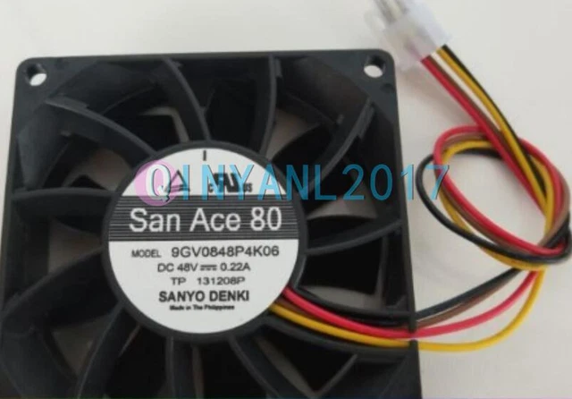 1PCS For Sanyo 9GV0848P4K06 48V 0.22A 4-Wire Server Cooling Fan