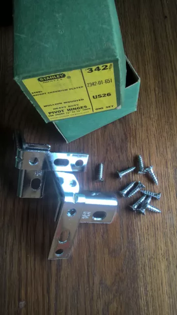Stanley steel pivot hinges 1 set #342 US26 mullion mounted hardware original box
