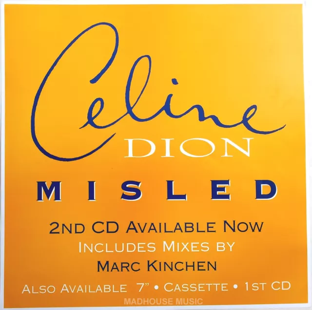 CELINE DION Display Misled REMIXES Yellow UK PROMO ONLY Rare 12" x 12" Poster