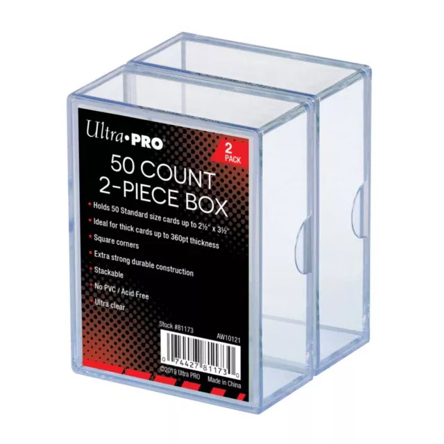 2-PACK Ultra PRO 50 Count (50ct) Card Storage Boxes 2-piece Standard Holders
