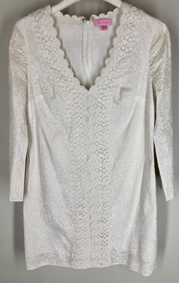 LILLY PULITZER Resort White Lion in the Sun Crochet Lace Shift Dress XS