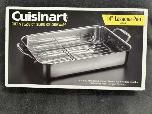 NEW-CUISINART 14& CHEF'S Classic Lasagna Pan w/ Stainless Rsting Rack ...