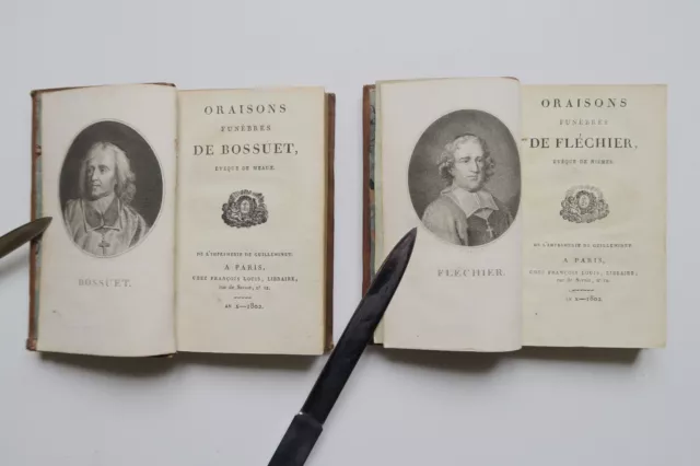 Oraisons Funèbres de Fléchier / Bossuet, 2 tomes Paris, 1802, Exlibris : Evesque