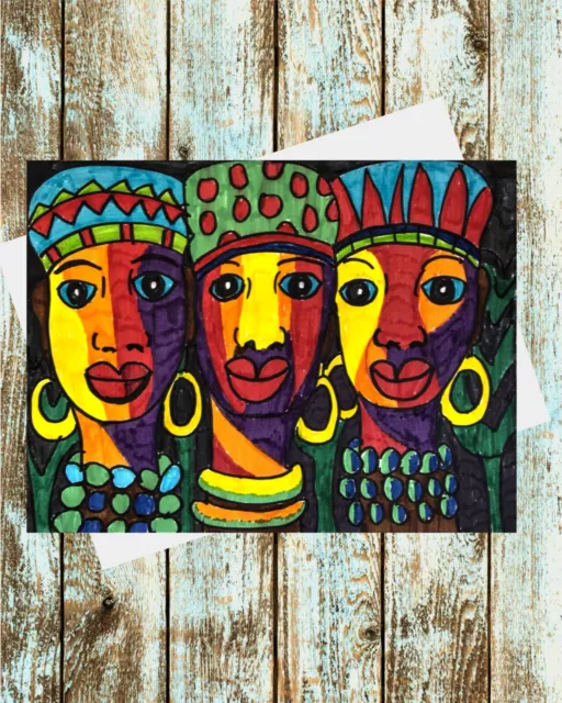 African American Women in Traditional African Clothing Set Of Greeting Cards