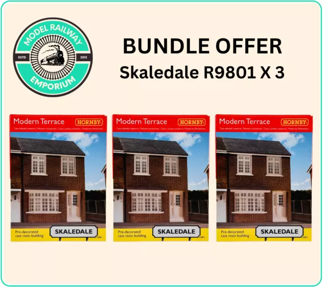 Hornby 00 Gauge Skaledale - R9801 - Modern Terraced House X 3 - New