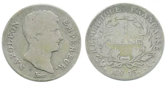 France - Napoleon - 1 Franc An 13 A Paris