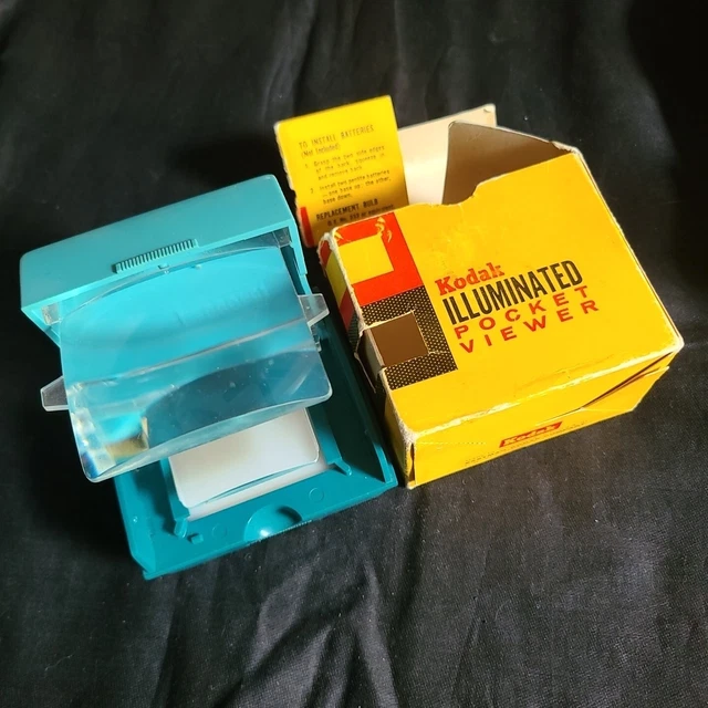Vintage Kodak Illuminated Blue & Green Folding Pocket Slide Viewer w/Box Tested
