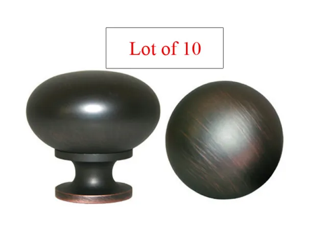 10 Oil Rubbed Bronze Round kitchen Cabinet drawer Knob 1 1/4" knobs pull 802.32
