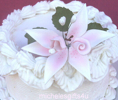 Pasta de Azúcar Gum Rosa Lily Rosebud & SWEET PEA flores y hojas para Pastel de Decorati