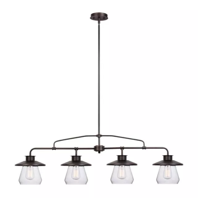 Globe Electric Nate 4-Light Oil Rubbed Bronze Pendant with Clear Glass Shades