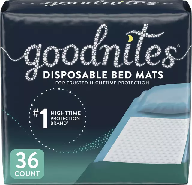 Goodnites Disposable Bed Pads/Bed Mats for Bedwetting, 2.4 X 2.8 Ft, 36 Ct (4 Pa