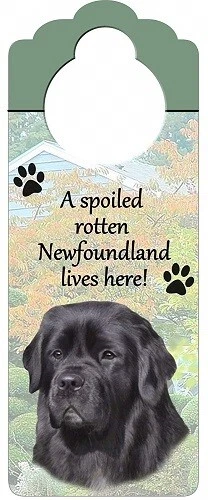 E S Pets 35354-25 Newfoundland Wood Sign "A Spoiled Rotten Newfoundland Lives