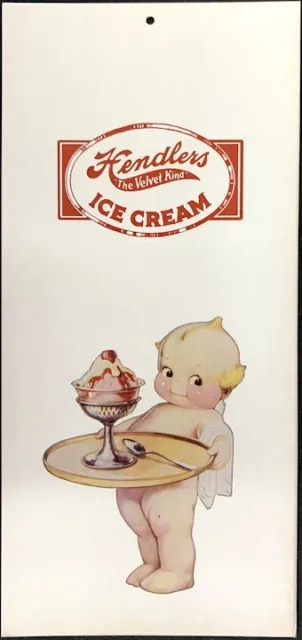 Kewpie Doll Sign Vintage Hendler's Ice Cream Store Display Rose O'Neill Angel