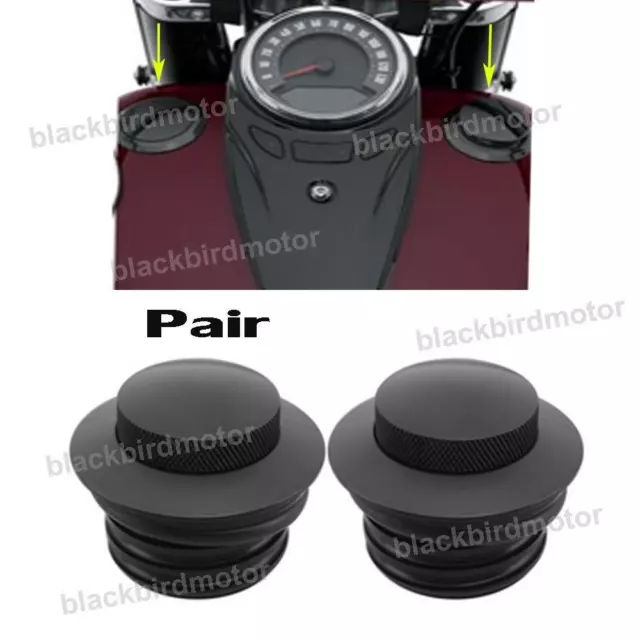 Pair Flush Pop Up Reservoir Gas Cap Vented Fuel Tank Cover For Harley Davidson