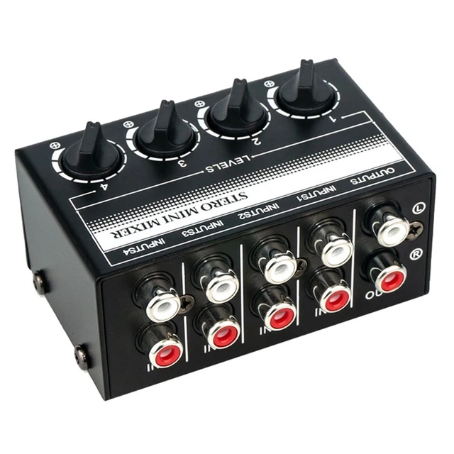 2X(4 Stereo Audio Mixer Support RCA Input and Output Passive Stereo Mix