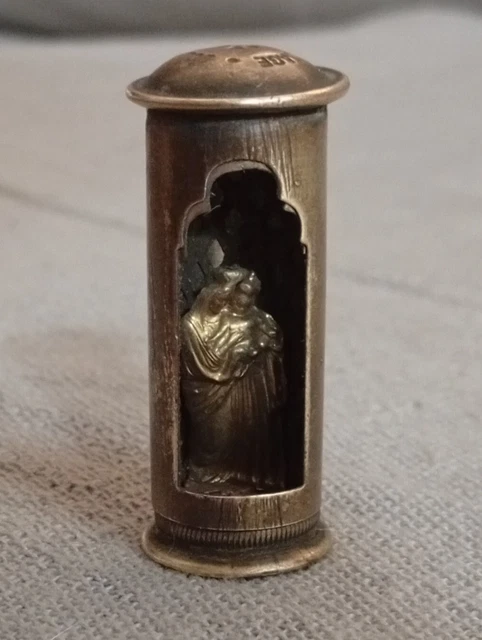 Bénitier Ancien En Marbre Et Laiton - Vierge à L'Enfant - Occasion
