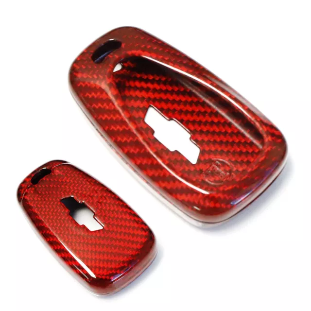 Real Red Carbon Fiber Key Fob Cover For Chevy Camaro Malibu Cruze Spark Volt.. 2