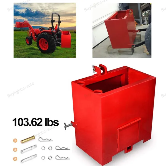 Ballast Box 3 Point Category 1 Tractor and Loader Hitches Attachment Capacity