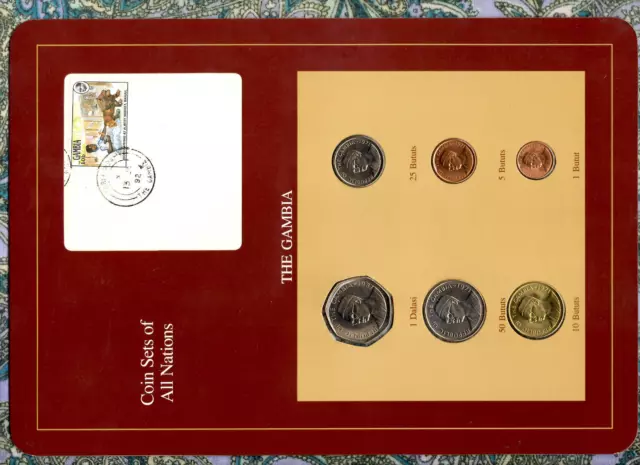 Coin Sets of All Nations Gambia w/card 1971 - 1987 UNC 1 Dalasi 1987
