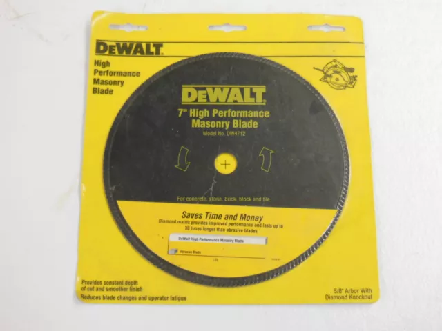 Hoja de sierra de mampostería DeWalt DW4712 - 7"" Alto Rendimiento - Árbol de 5/8"" - NUEVA