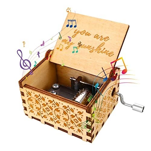 cobee You Are My Sunshine Hand Crank Music Boxes,Wood Music Boxes Mini Classic