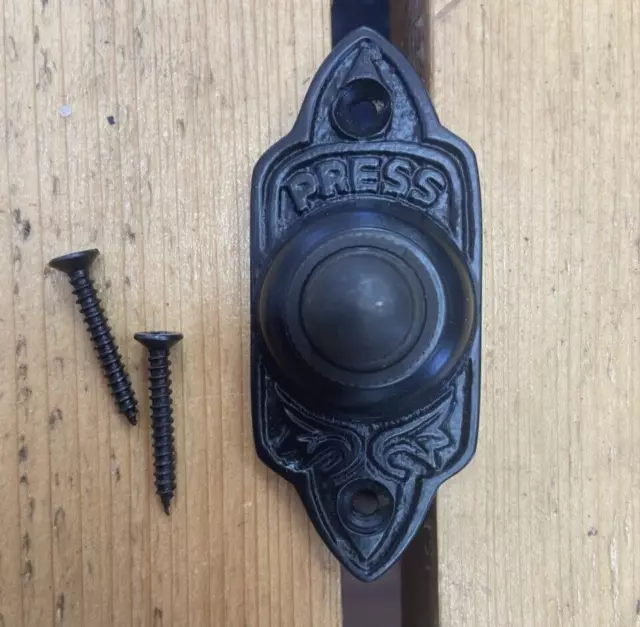 Cast Iron Black Heavy Duty Victorian Traditional Old Style Bell Push Door Bell