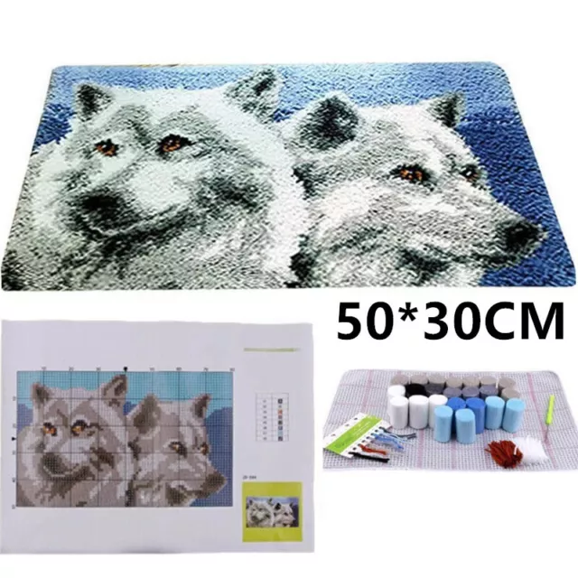 Stickerei Kissenbezug DIY Wolf Latch Hook Teppich Herstellung Needlecrafts Decor