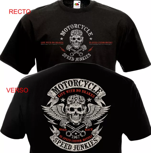 T-shirt MOTORCYCLE SPEED JUNKIES  Biker Chopper Harley Davidson Indian Motard MC