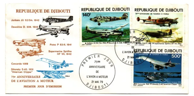 Enveloppe Premier Jour   21 Mai 1979   Republique De Djibouti  Avions A Moteurs