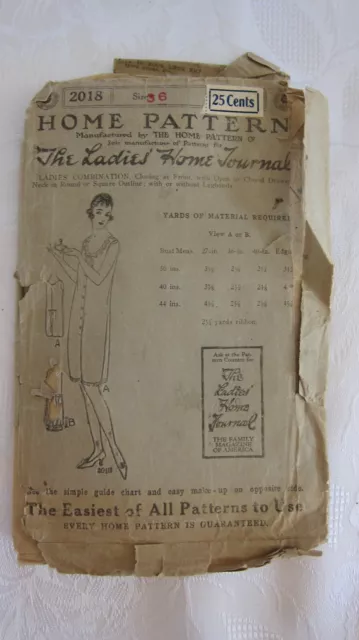 Antique Ladies Home Journal Pattern #2018, Ladies Combination, Size 36 Unprinted