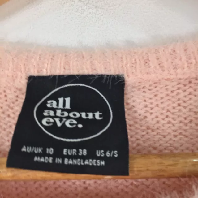 All about eve womens knit jumper size 10 pink long sleeve round neck 061278 3