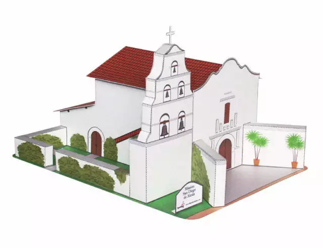 California Mission San Diego de Alcala - Photorealistic - Paper Model Project Ki