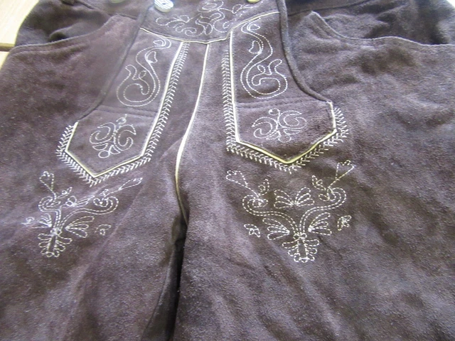 Vintage Austrian Trachten Lederhosen Octoberfest Leather Trousers Shorts Uk 35" 3