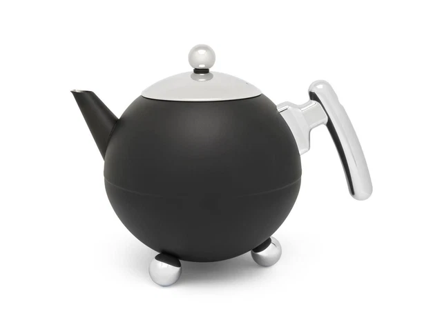 Bredemeijer Bella Ronde Einzelne Teekanne 1200 ml Schwarz, Chrom