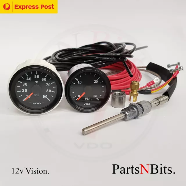 VDO 12v PYROMETER PYRO EGT GAUGE KIT AND 30 PSI BOOST GAUGE VDO LINE KIT EXPRESS