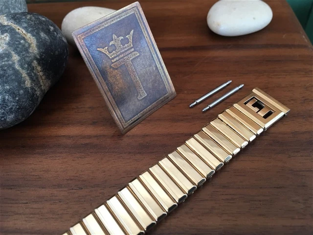 rare 5/8" Kreisler 14k Gold Filled Custom Initials nos 1950s Vintage Watch Band