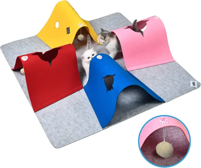 Felt Cat Toys, Collapsible Cat Tunnels with Plush Ball for Indoor Cats for Small