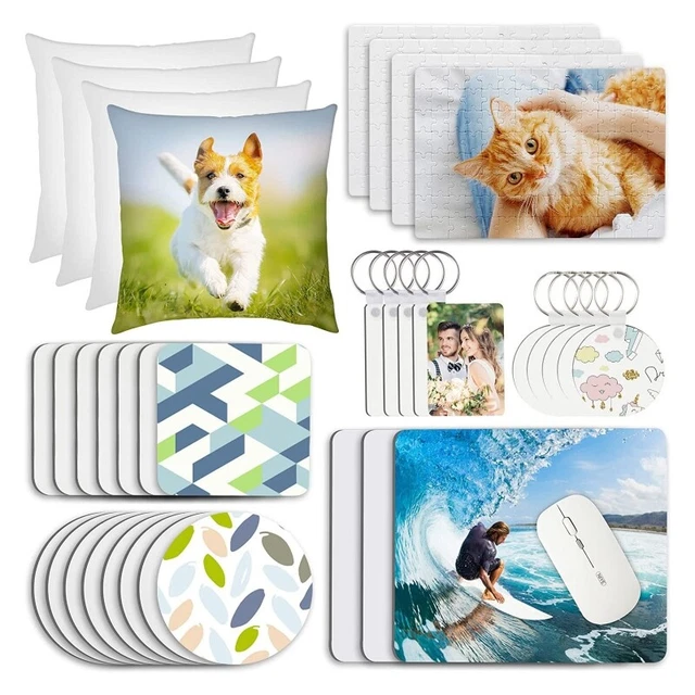 50Pcs DIY Blank Keychain Pillow Cover Mouse Pad for Transfer Heat Press Printing