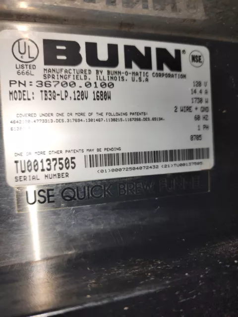 Bunn TB3Q. Tea Brewer with 3 Gallon Dispenser