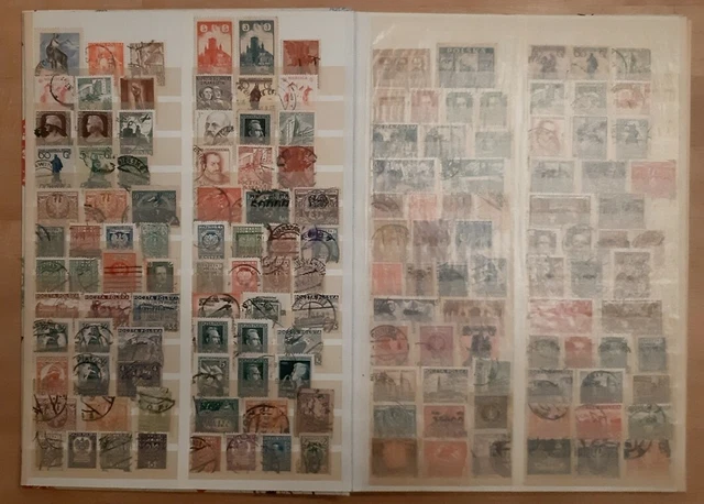 Briefmarkenalbum randvoll Polen 32 S. von uralt bis komplett gefüllt Fundgrube