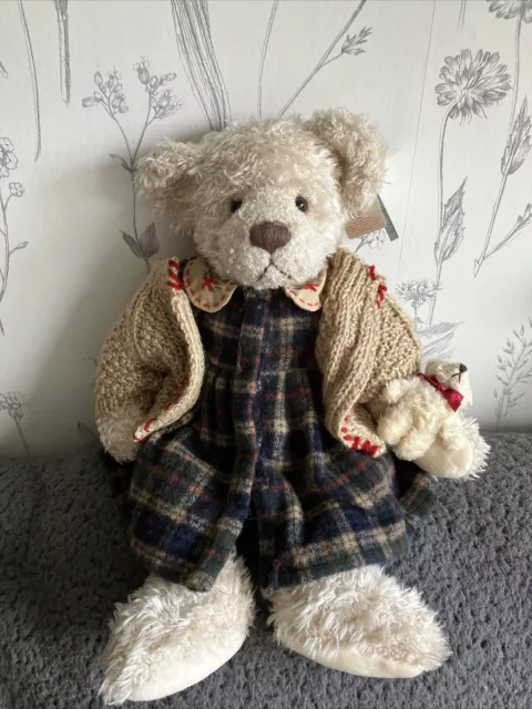 RUSS BERRIE BEARS “Cosette” with Baby Teddy On Arm Lovely.